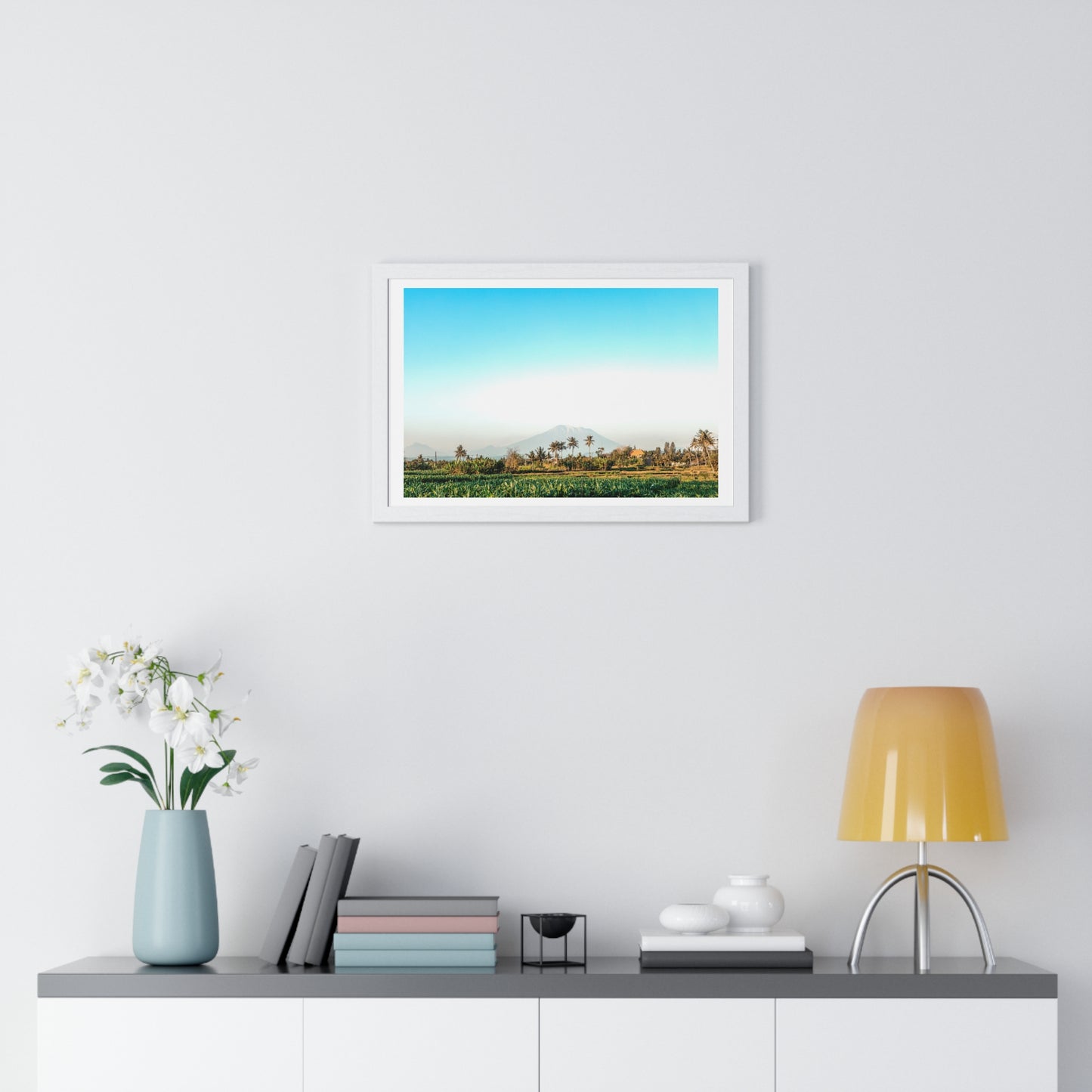 Holy Volcano Agung, Bali Island, Indonesia, Photographer Unknown, from the Original, Framed Print