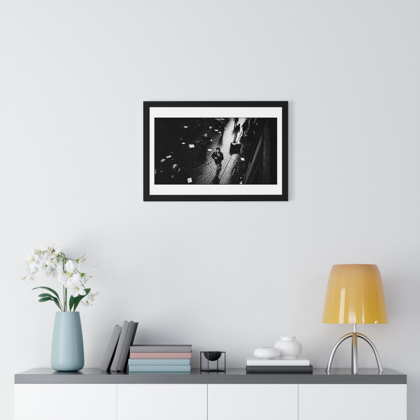 Black and White Photography, High-Contrast Cityscape III 'Designed by AI' Framed Print