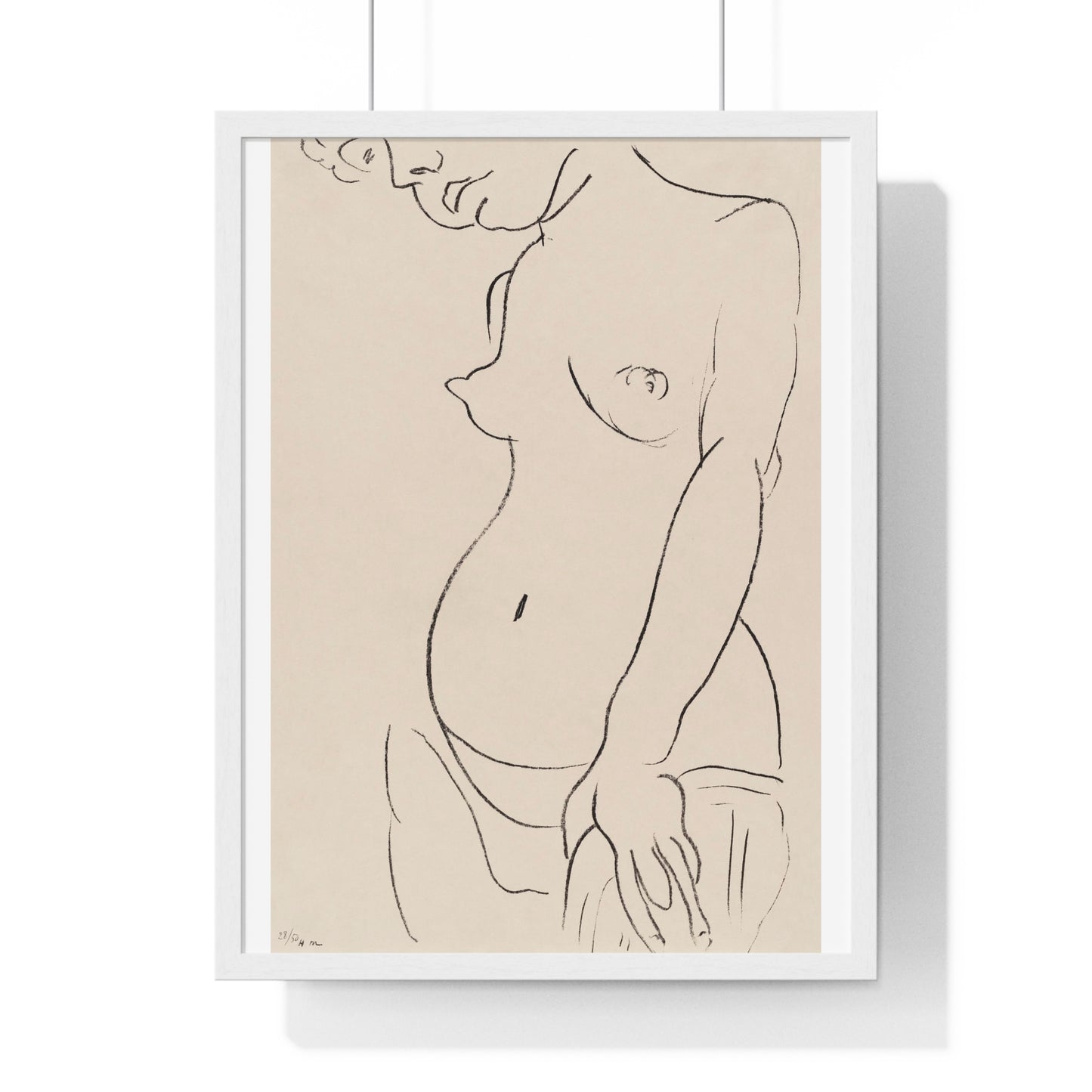 Nude Three Quarters, Part of Head Cropped (1913) by Henri Matisse from the Original, Framed Art Print