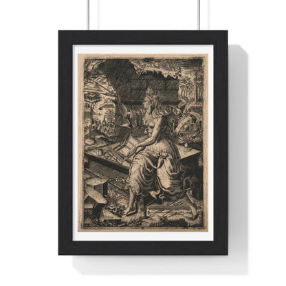 Urania, the Muse of Astronomy (17th Century) Engraving by Lucas Kilian, from the Original, Framed Print