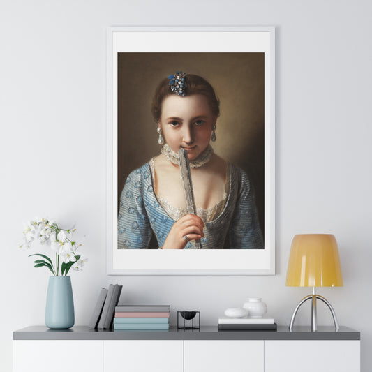 Young Woman with a Fan (1751-1756) by Pietro Antonio Rotari, from the Original, Framed Art Print