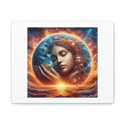 Gaia Mother Earth at Sunrise Photorealism 'Designed by AI' Art Print on Canvas