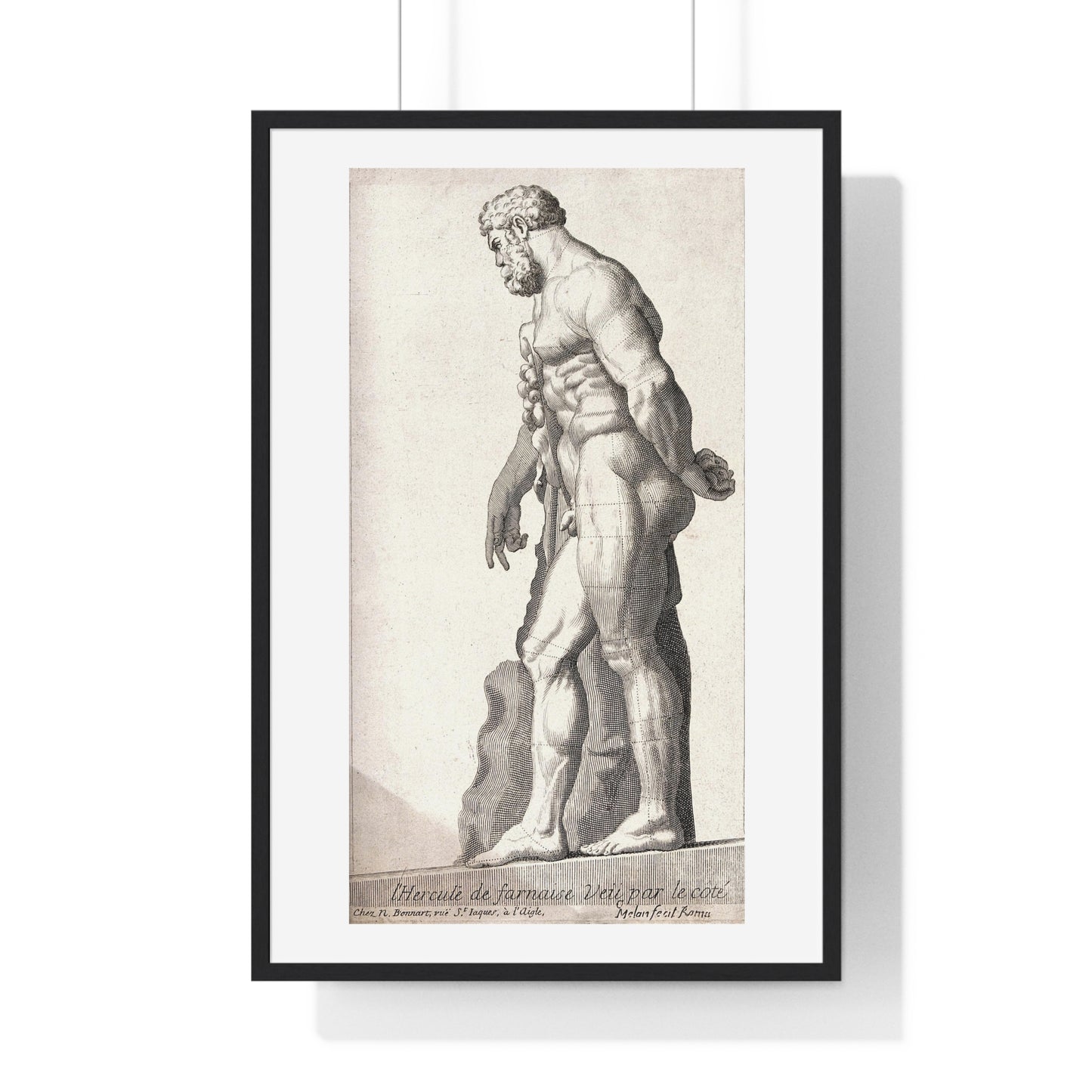 Hercules Engraving by Claude Mellan (1598–1688) from the Original, Framed Art Print