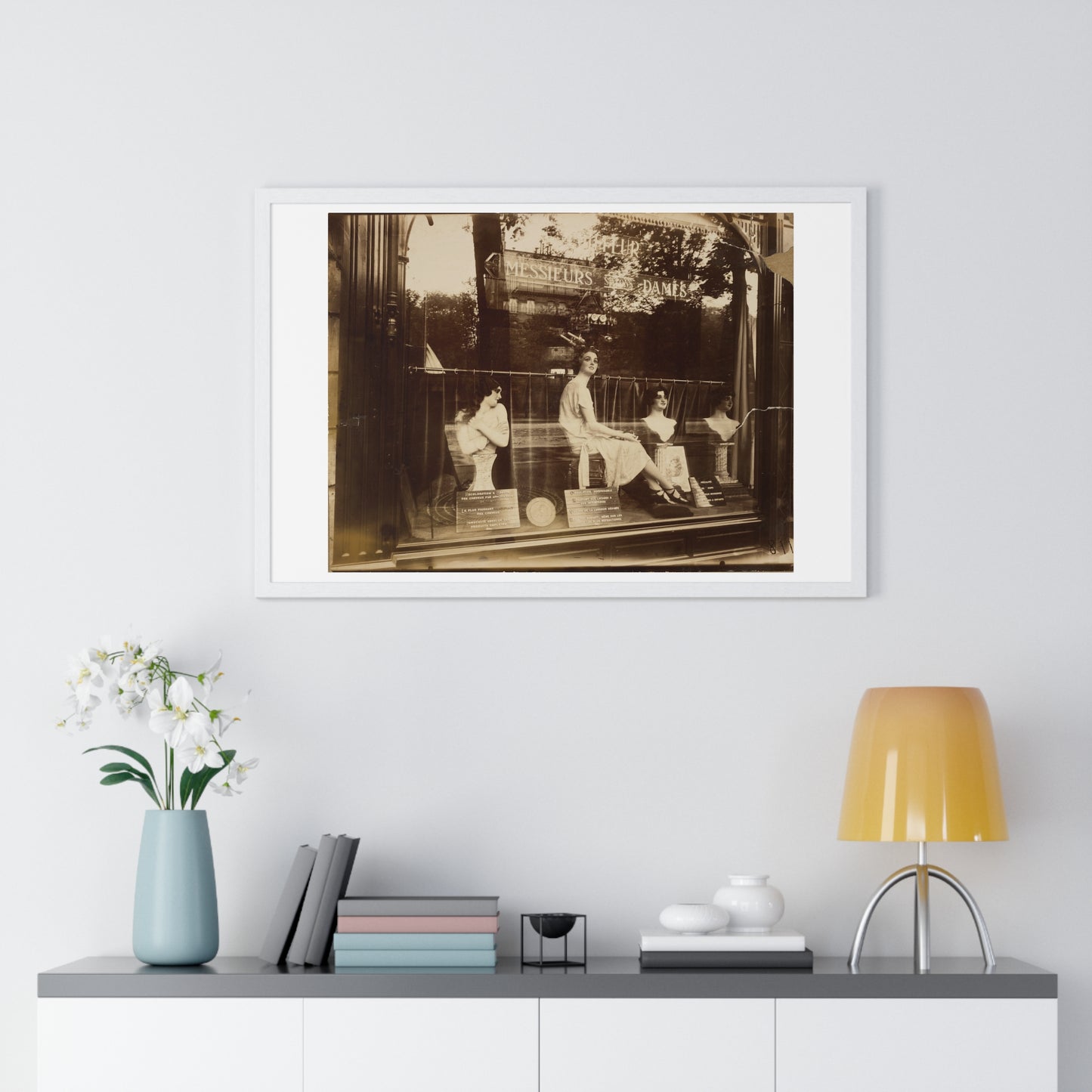 Salon de Coiffure 'Hairdresser's Shop' by Eugène Atget, from the Original, Framed Print