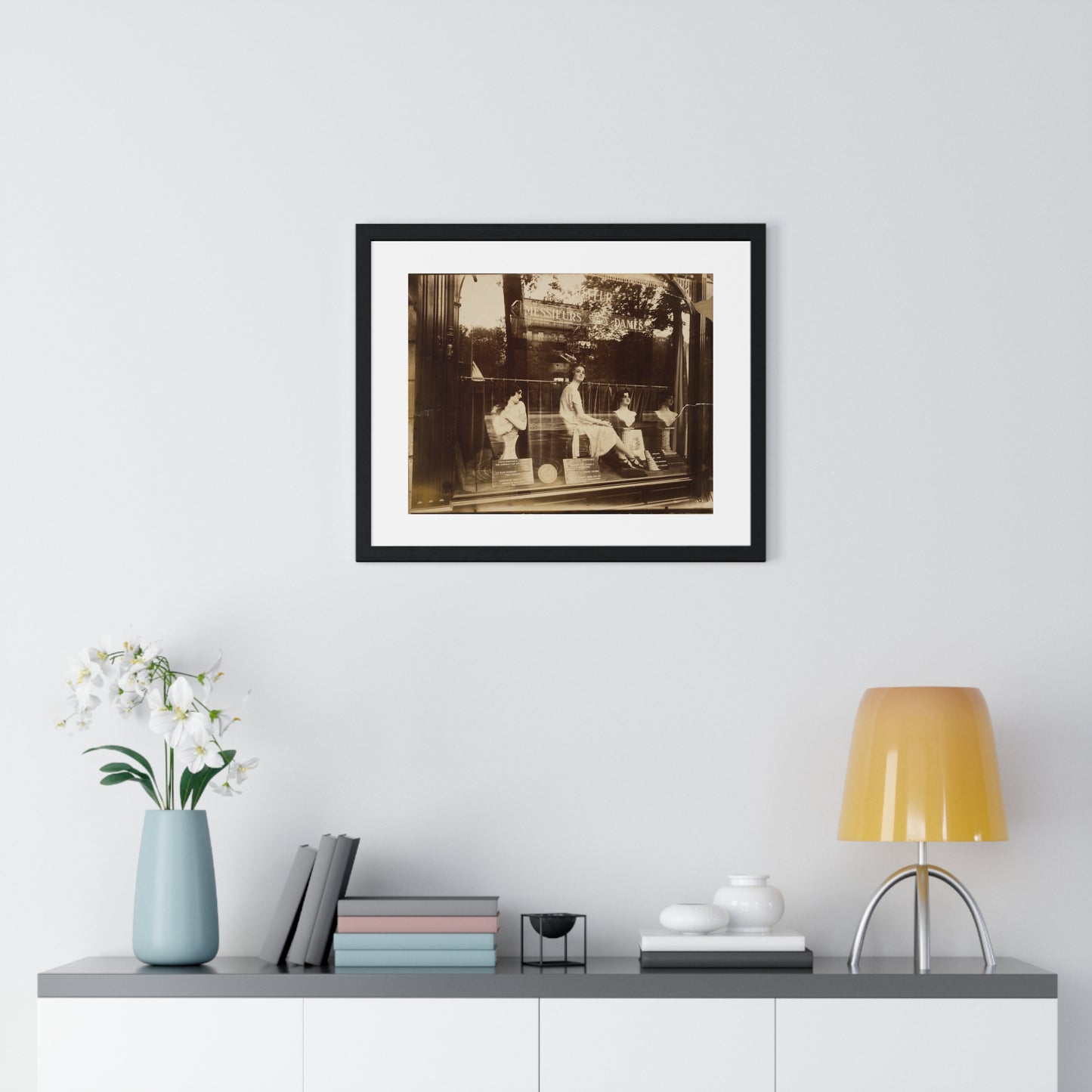 Salon de Coiffure 'Hairdresser's Shop' by Eugène Atget, from the Original, Framed Print