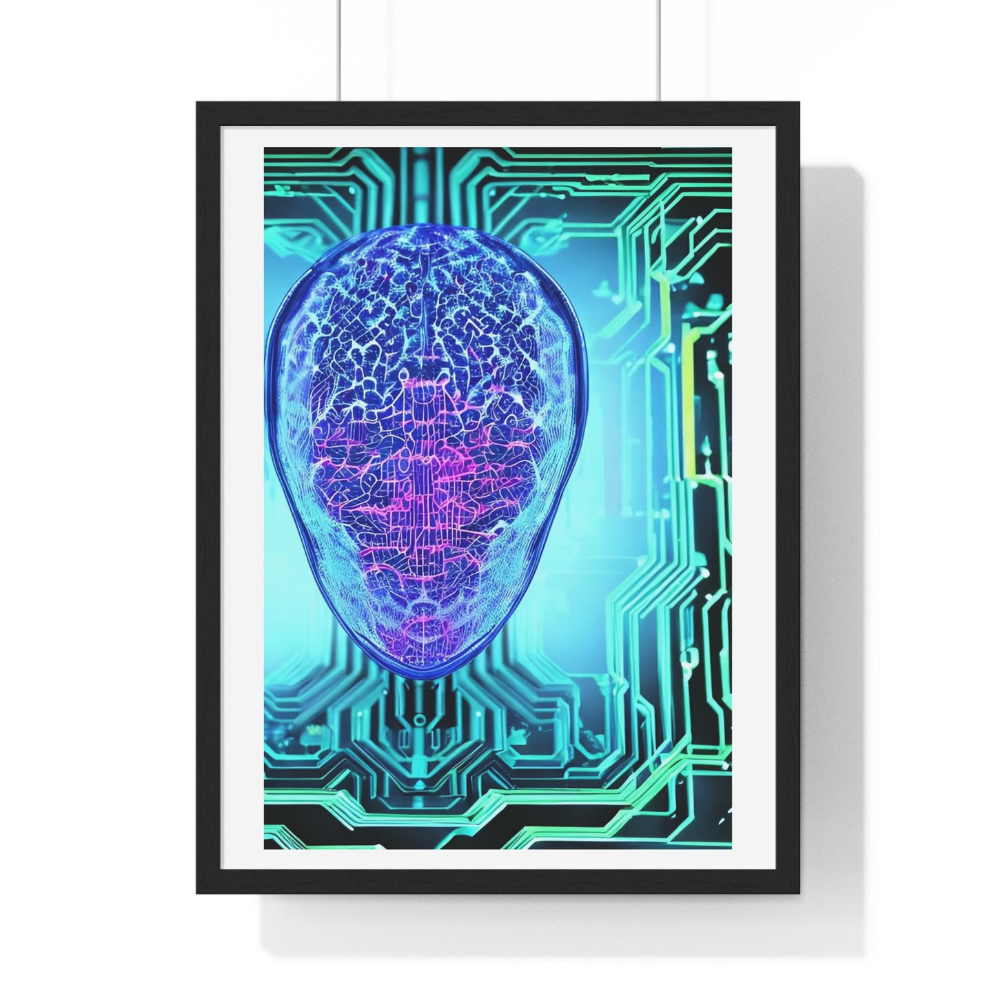 Artificial Intelligence Self Portrait, Psychedelic Framed Art Print 'Designed by AI'