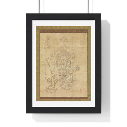 Antique Japanese Drawing of the Wisdom King Daiitoku (Daiitoku Myōō) from the Original, Framed Art Print