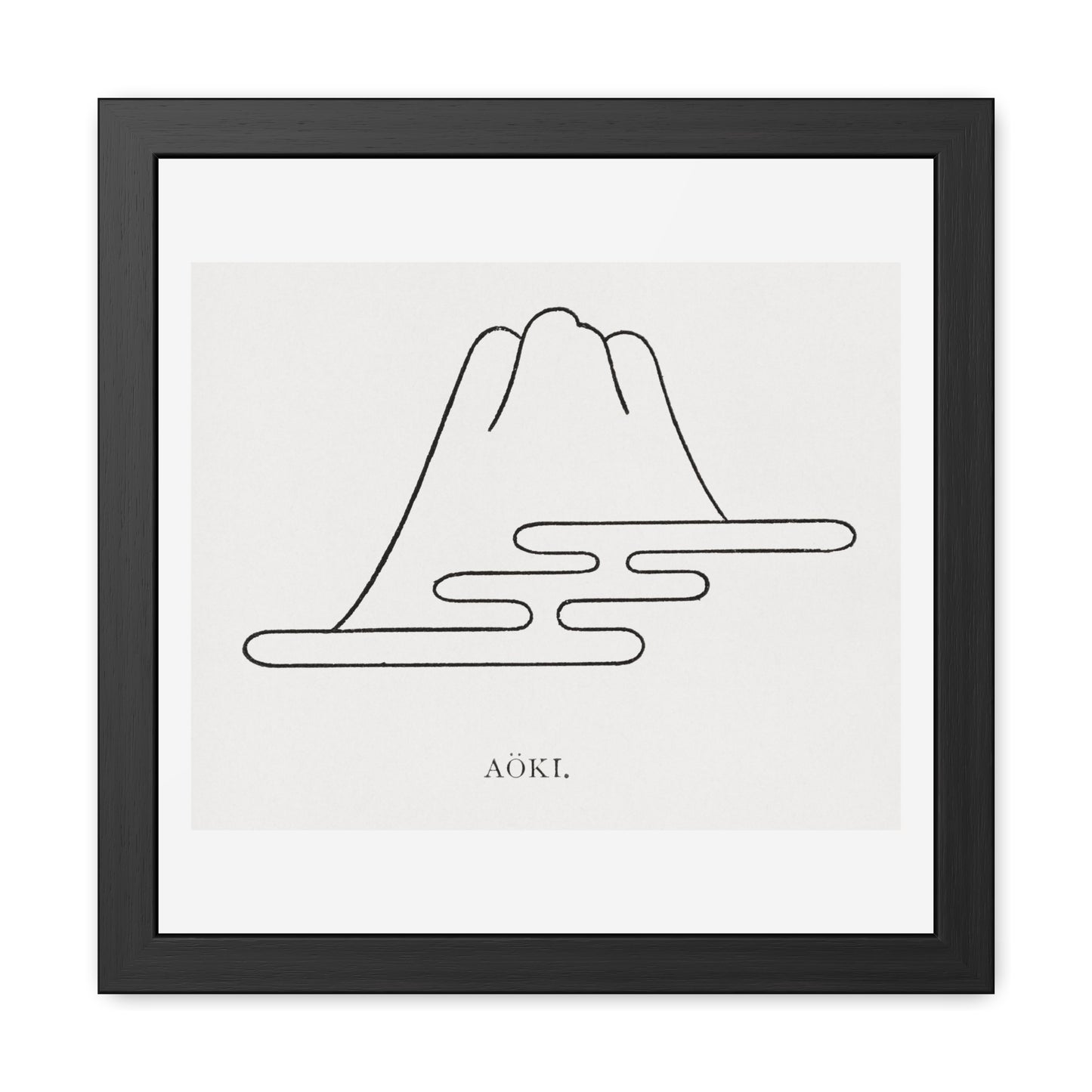 Aoki, Japanese Mountain Illustration (1884) from the Original, Wooden Framed Print