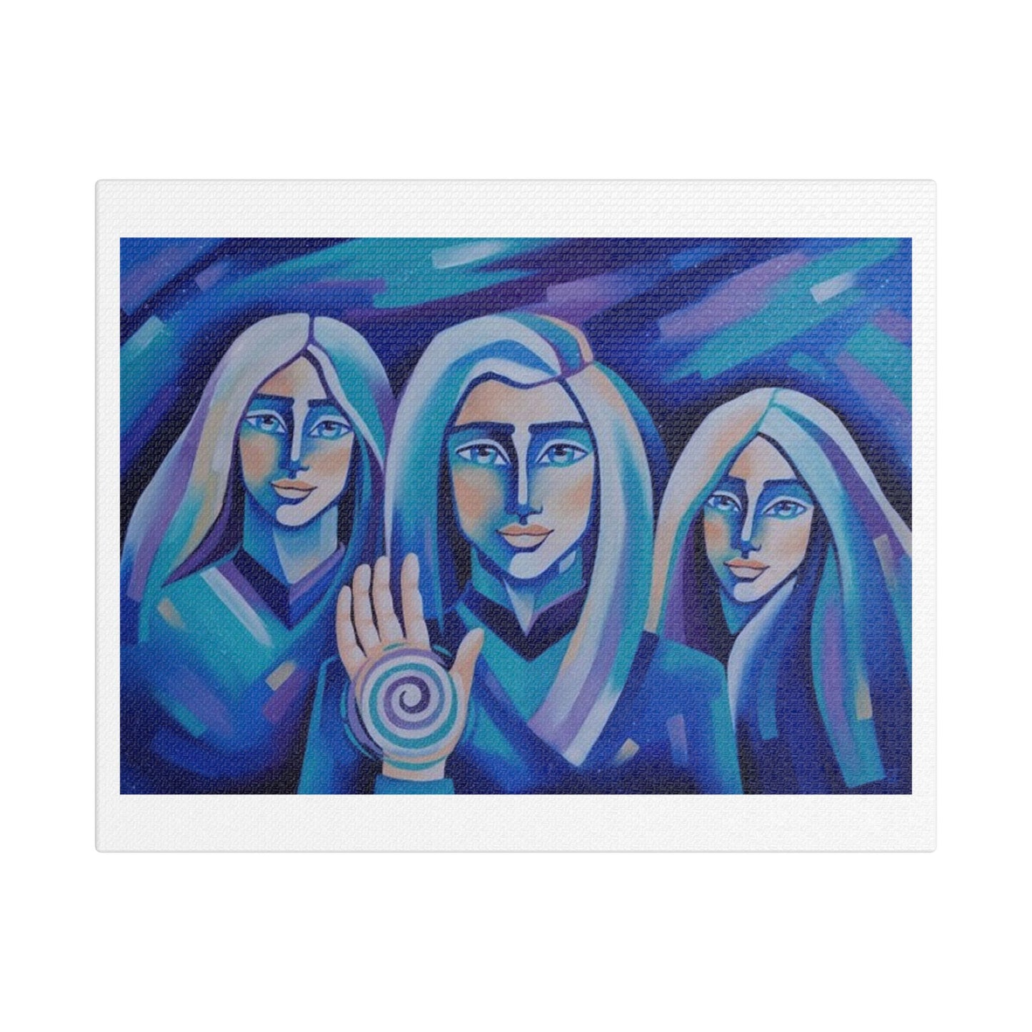 Three Pleidians Portrait, Pastel Art 'Designed by AI', Print on Canvas