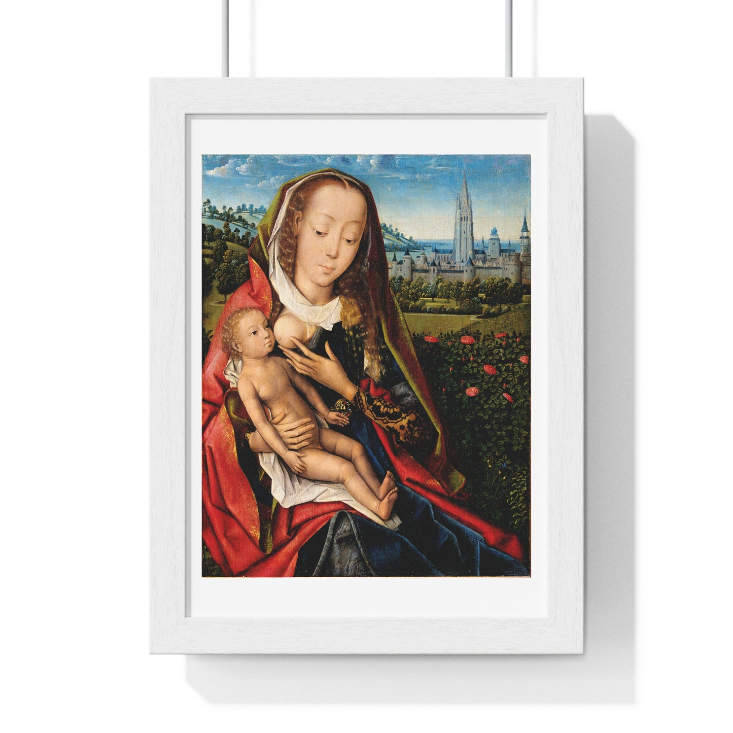 Virgin and Child in a Landscape (1480–90) by Master of the Legend of Saint Lucy, from the Original, Framed Art Print