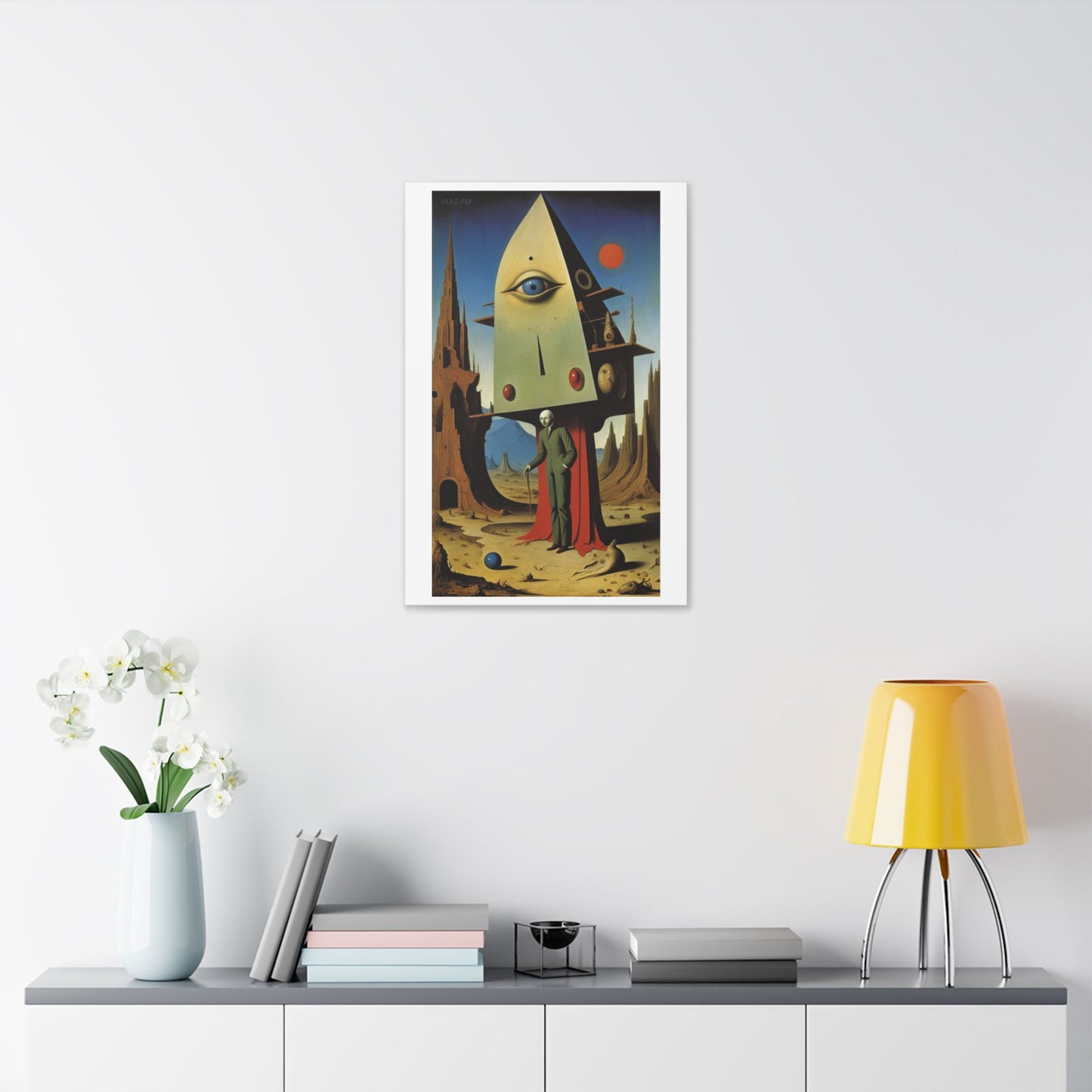 Man at the Watchtower, Surrealist Art Style 'Designed by AI' Canvas Art Print