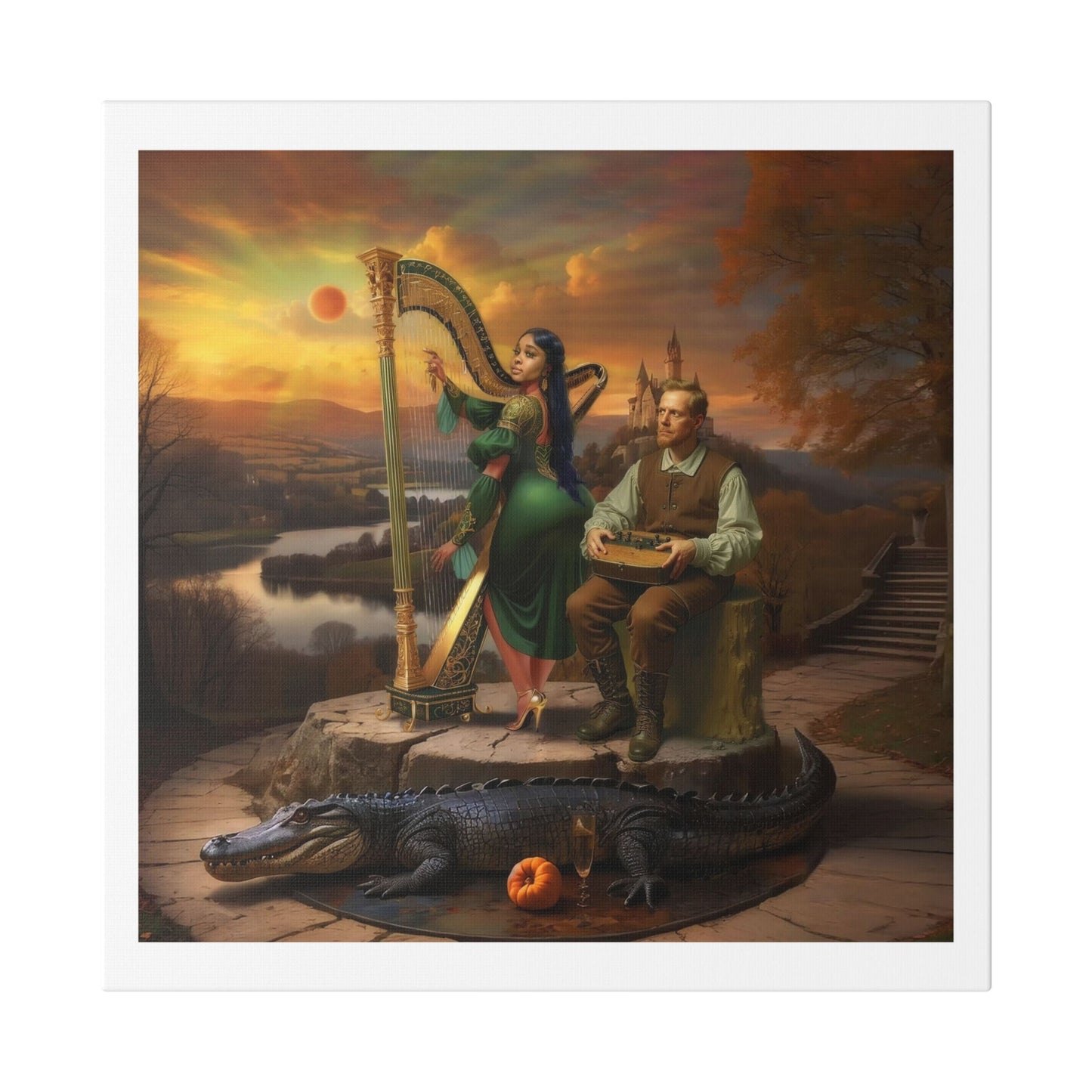 Duet, Surrealist Art 'Designed by AI' Canvas Art Print