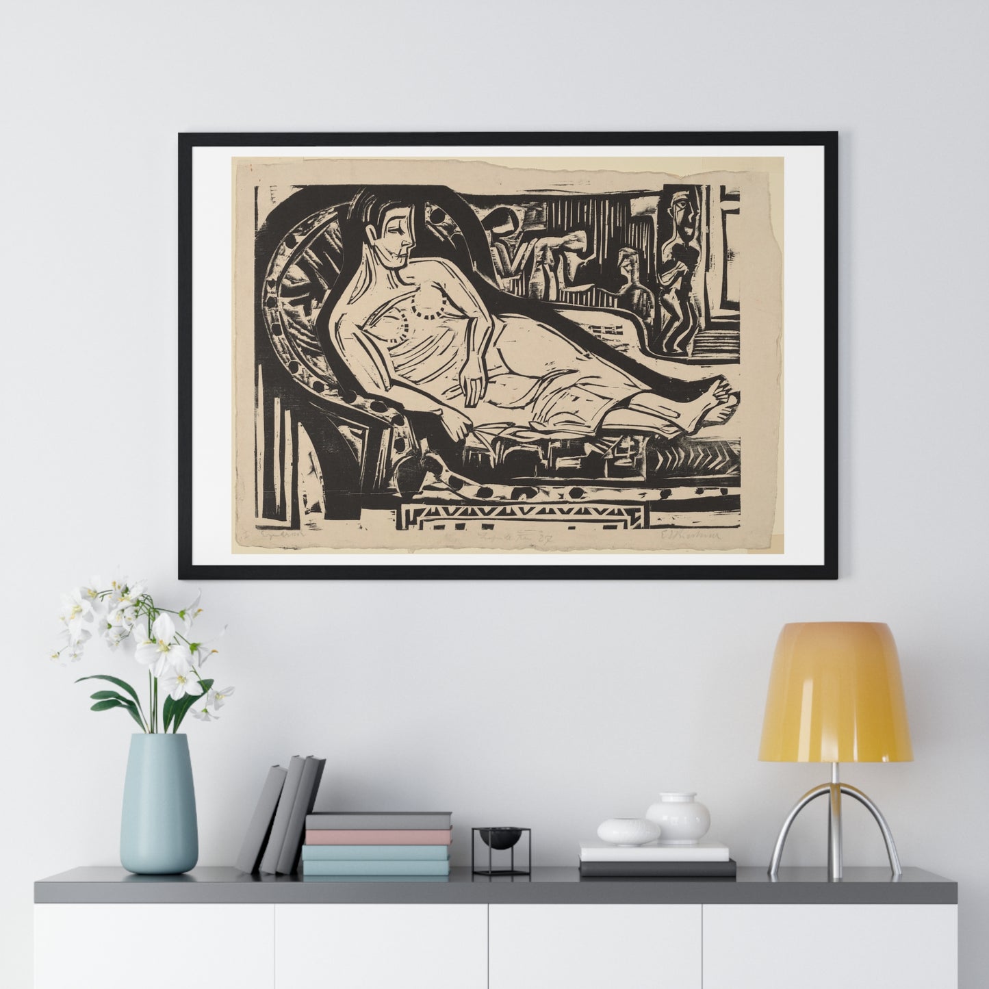 Woman Lying on a Sofa (1926) by Ernst Ludwig Kirchner, from the Original, Framed Art Print