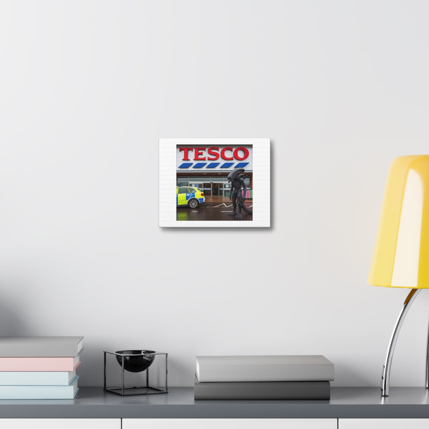 Alien is Just Trying to Get a Meal Deal, Absurdist Art 'Designed by AI' Print on Canvas