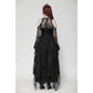 Dark in Love Carys Black Gothic Asymmetrical Lace Off-Shoulder Dress with Rhinestone Detail