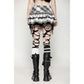 Dark in Love Quinn Punk Black and White Checkered Asymmetrical Messy Net Skirt