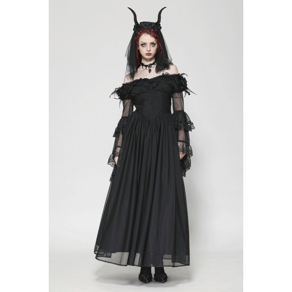 Dark in Love Millicent Black Tulle Feather Fantasy dress