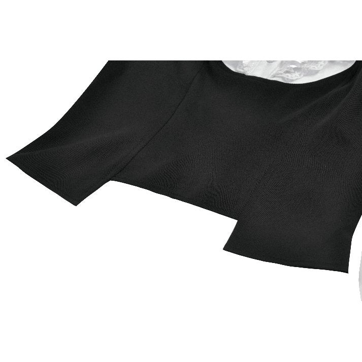 Dark in Love Court-Style Black and White Lace Blouse