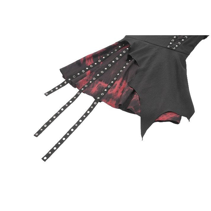 Dark in Love Nyssa Black and Red Strap Detail Goth Mini Dress