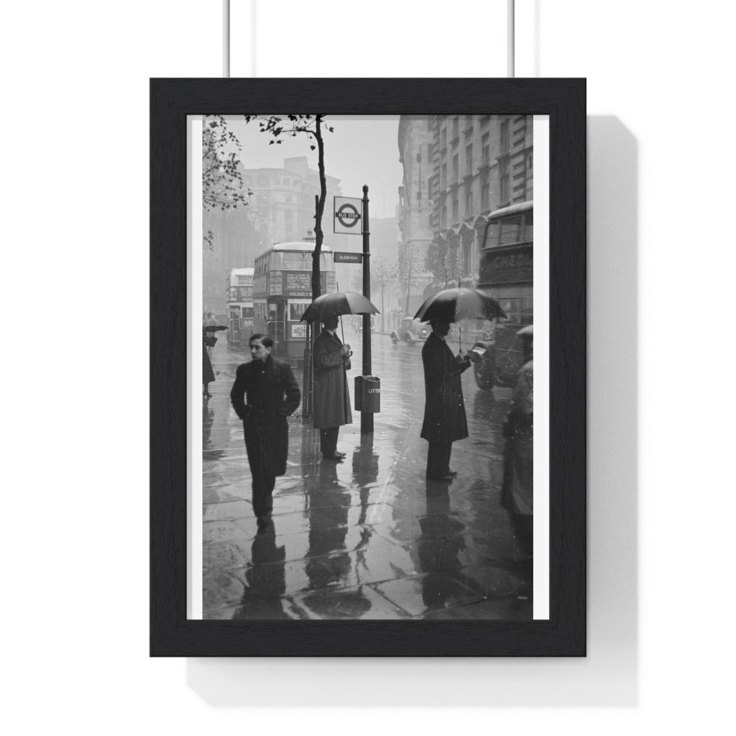 Wet Day, Aldwych, London (1937) by Eric Lee Johnson, from the Original, Wooden Framed Art Print