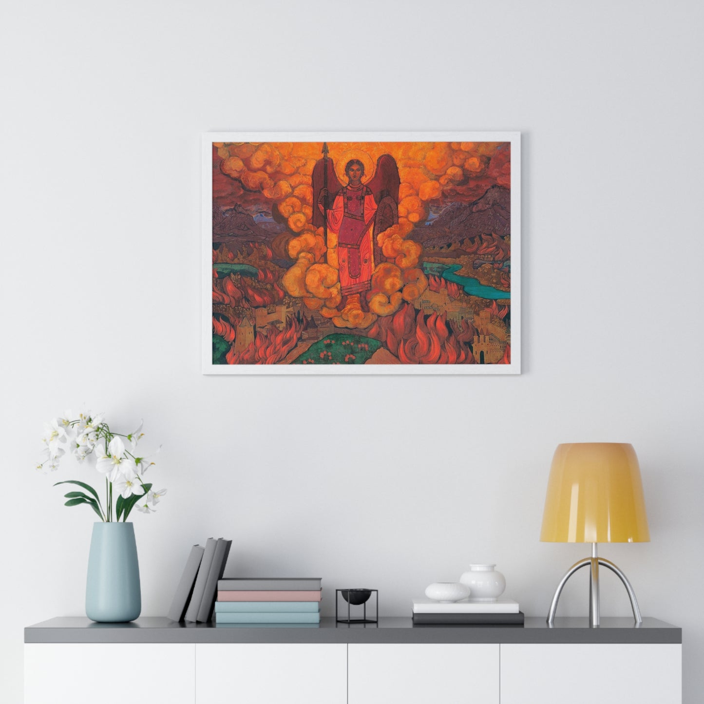 Last Angel (1912) Tempera on Cardboard by Nicholas Roerich from the Original, Framed Art Print