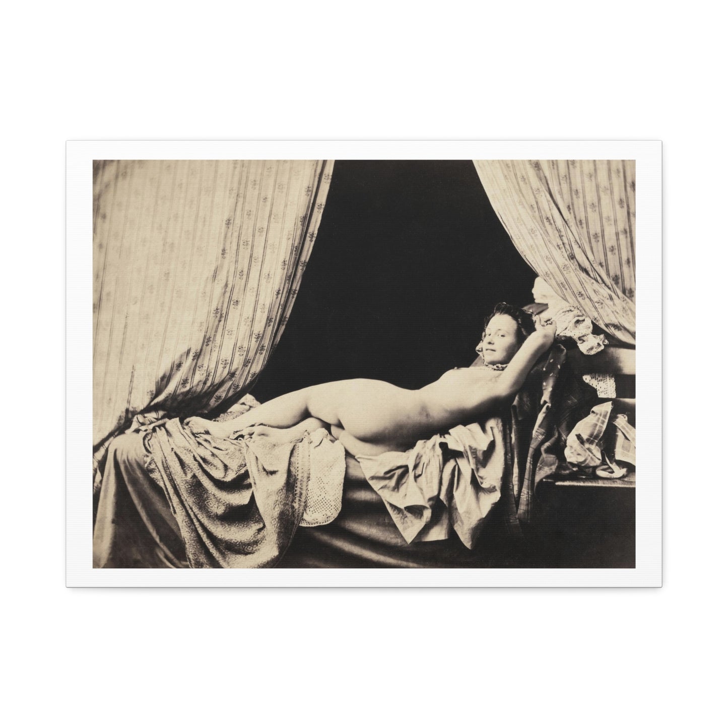 Female Nude (1865) Black & White Photography by Félix-Jacques Moulin, Art Print from the Original, on Canvas