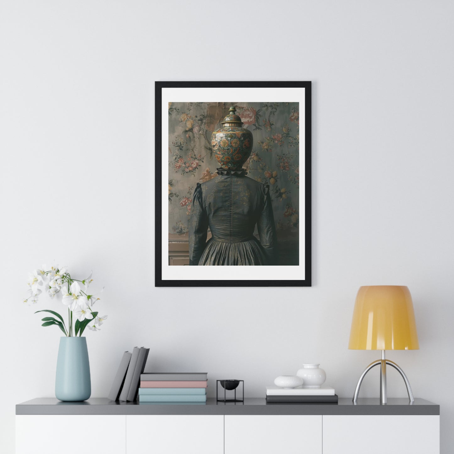 Head Replacement II, Abstract Art 'Designed by AI', Framed Art Print
