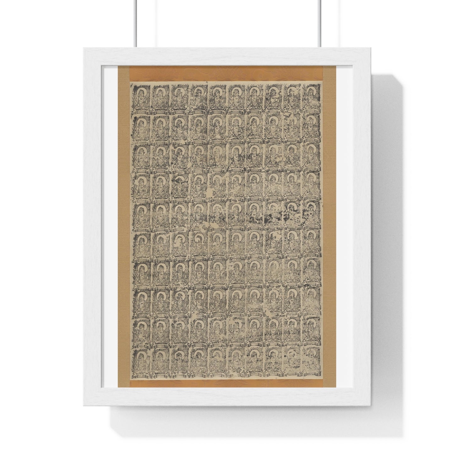 Stamped Images of the Wisdom King Fudō (Acala), Antique Japanese Scroll, from the Original, Framed Art Print