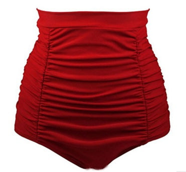 High-Waist Pleated Bikini Bottoms, Adjustable Briefs Brazilian Cut, For You to Mix and Match