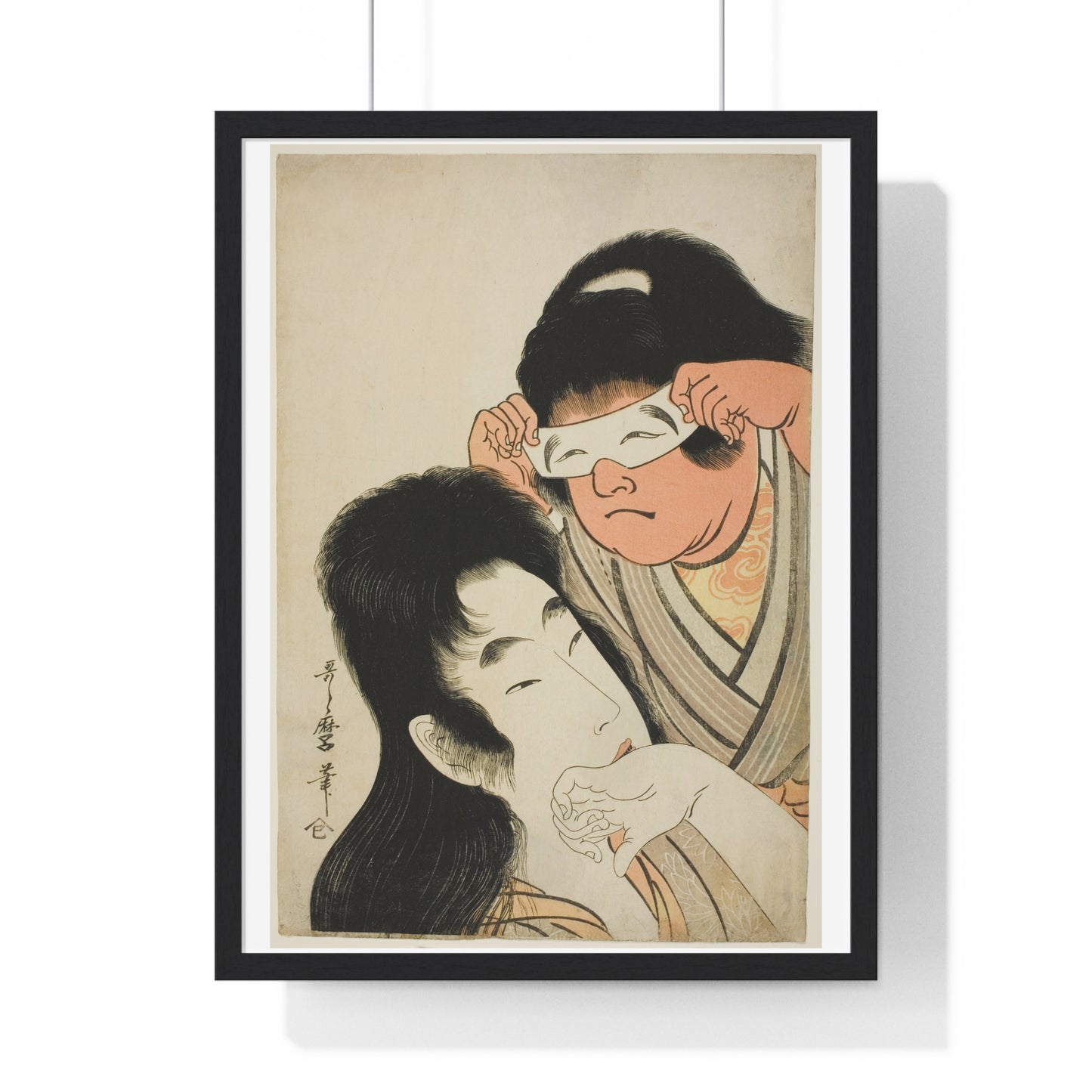 Yamauba with Kintaro Holding a Toy Mask (1794–1809) by Kitagawa Utamaro, from the Original, Framed Art Print
