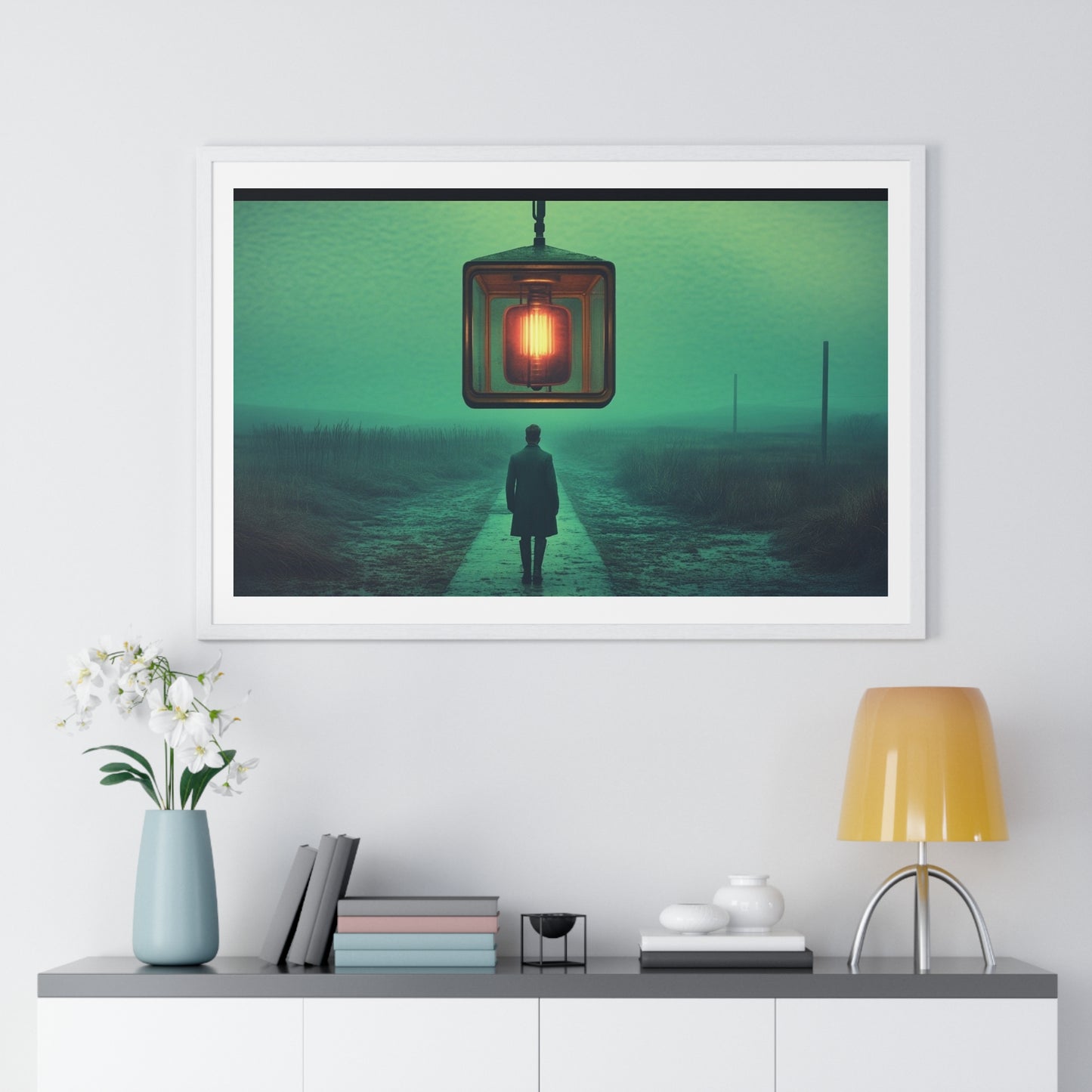 Cinematic Dystopia, Photographic Art 'Designed by AI' Framed Print