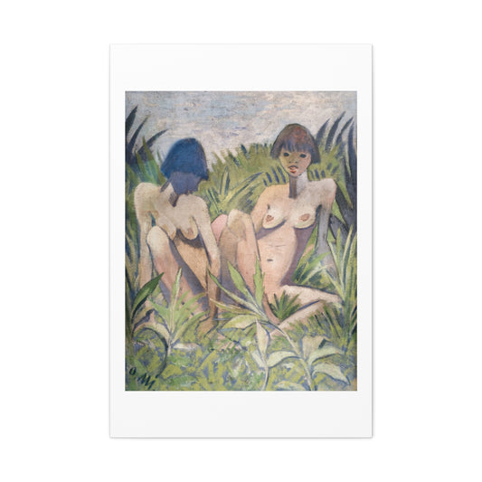 Two Girls in the Reeds, from the Original, Art Print on Canvas