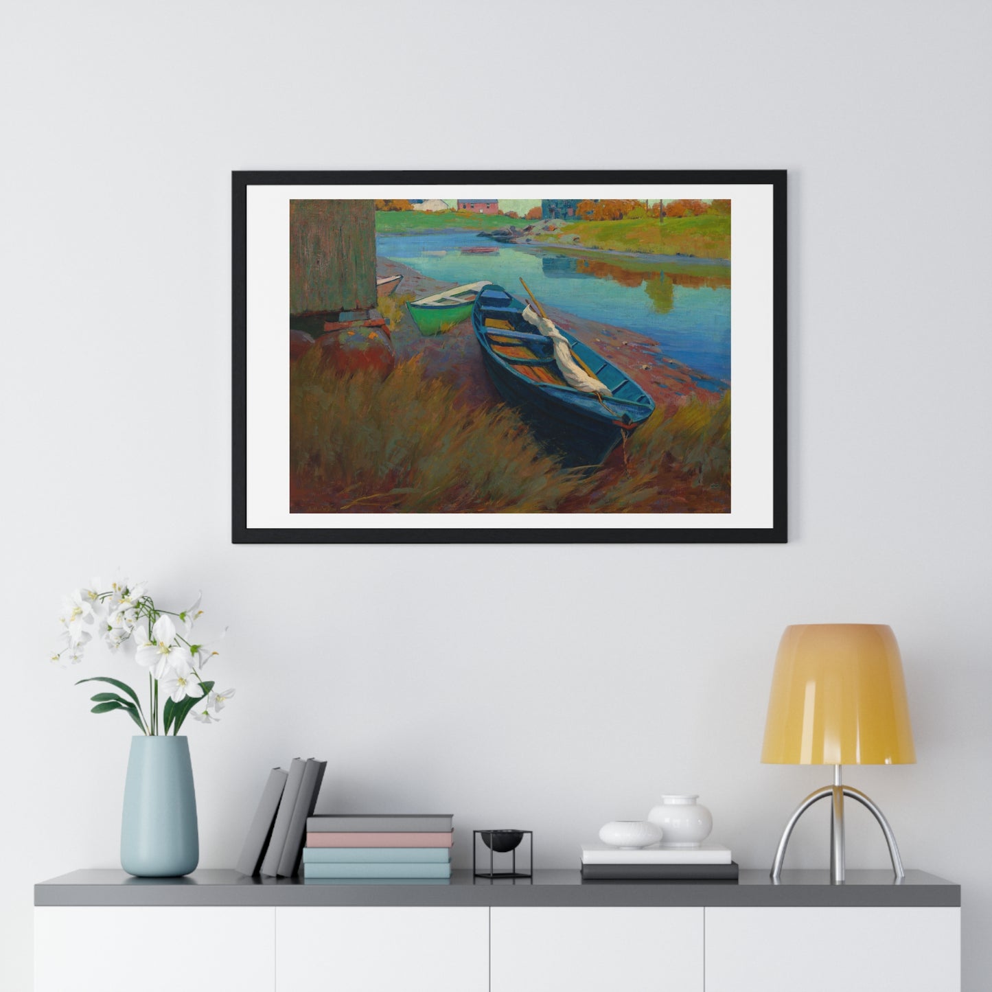 Boats at Rest (circa 1895) by Arthur Wesley Dow, from the Original, Framed Print