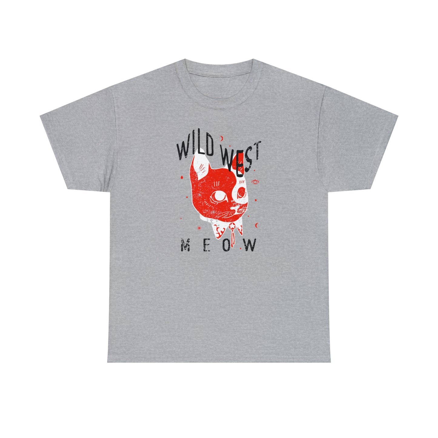 Wild West, Meow Slogan Cat Cowboy T-Shirt