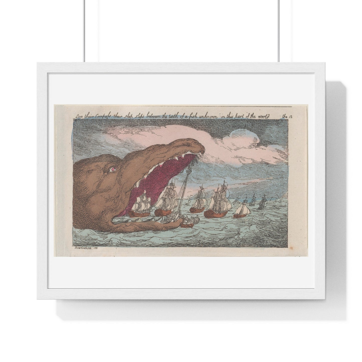 Lose their Compass, their Ship Slips Between the Teeth of a Fish Unknown in this Part of the World (1809) from the Original, Framed Print