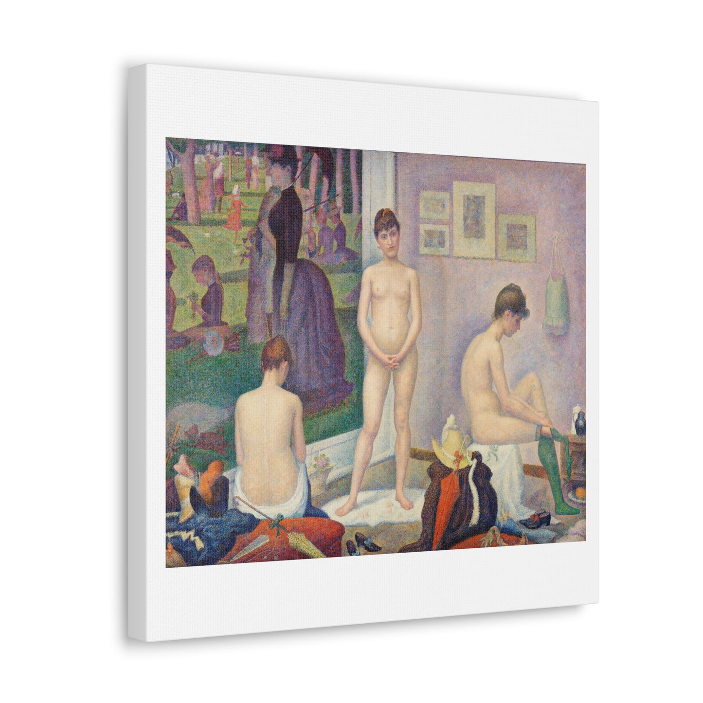 Models 'Poseuses' (1886–1888) by Georges Seurat, Art Print from the Original on Satin Canvas