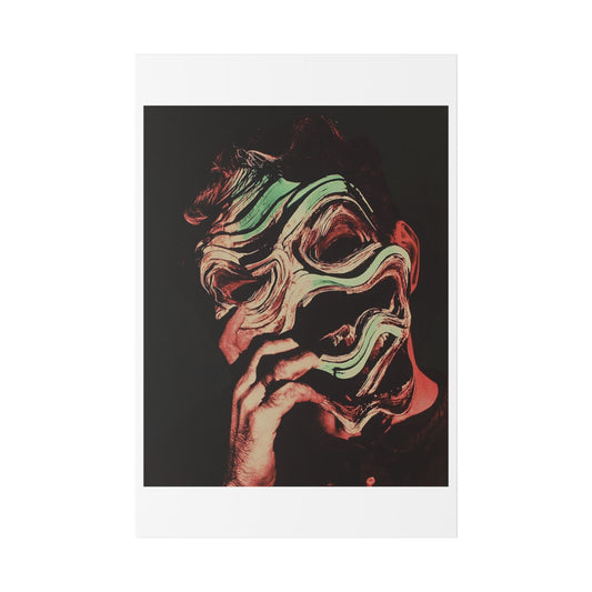 Abstract Male Portrait 'Designed by AI' Satin Canvas Art Print