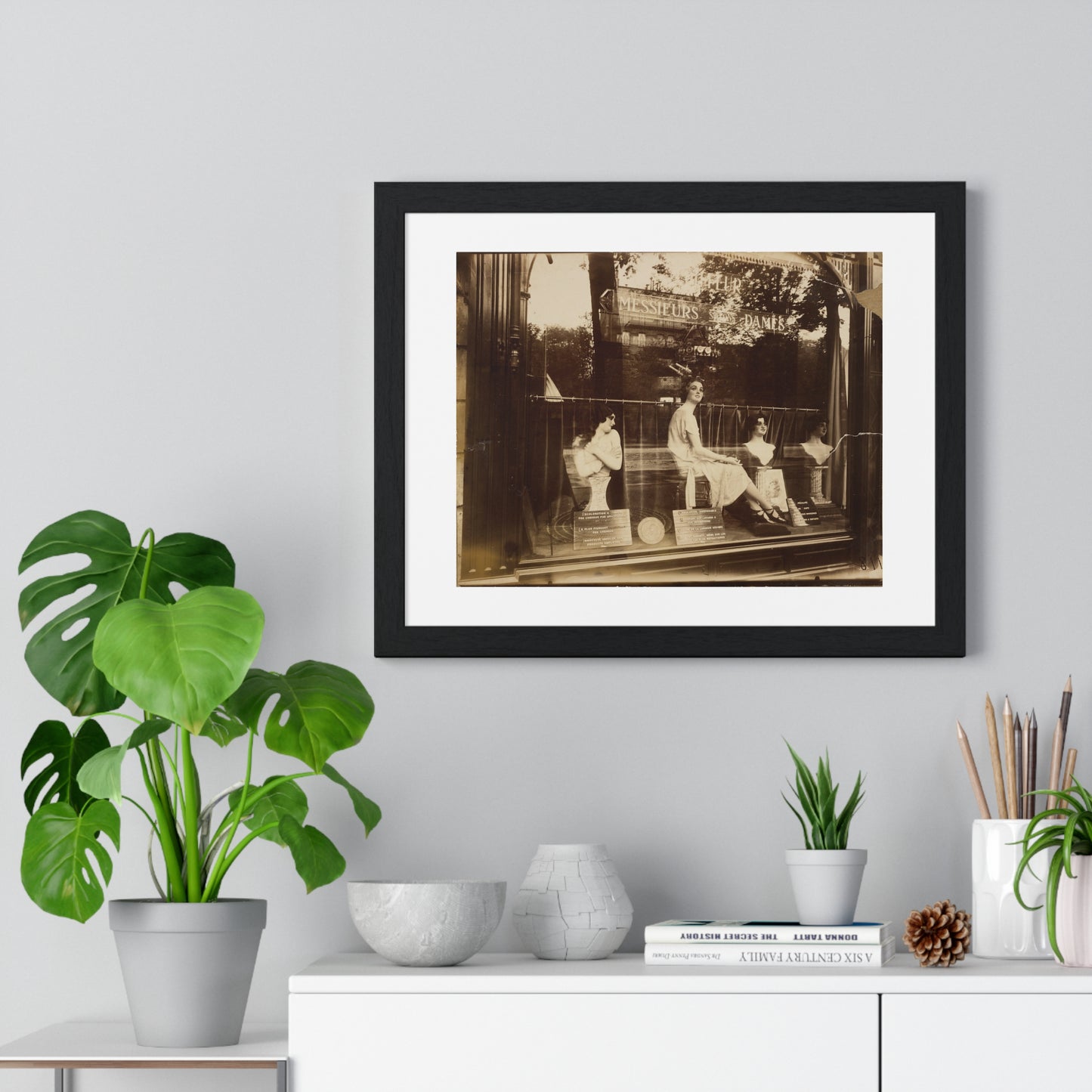 Salon de Coiffure 'Hairdresser's Shop' by Eugène Atget, from the Original, Framed Print