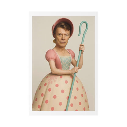 Little Bowie Peep, Absurdist Art 'Designed by AI' Satin Canvas Print