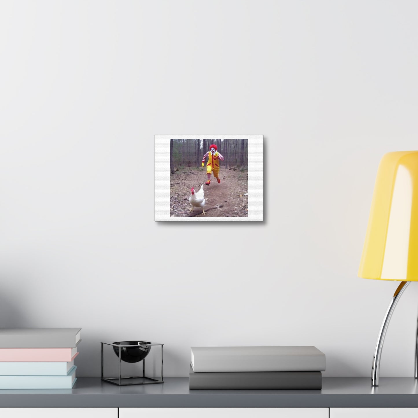 Ronald McDonald and the Chicken Massacre, Art Print 'Designed by AI' on Canvas