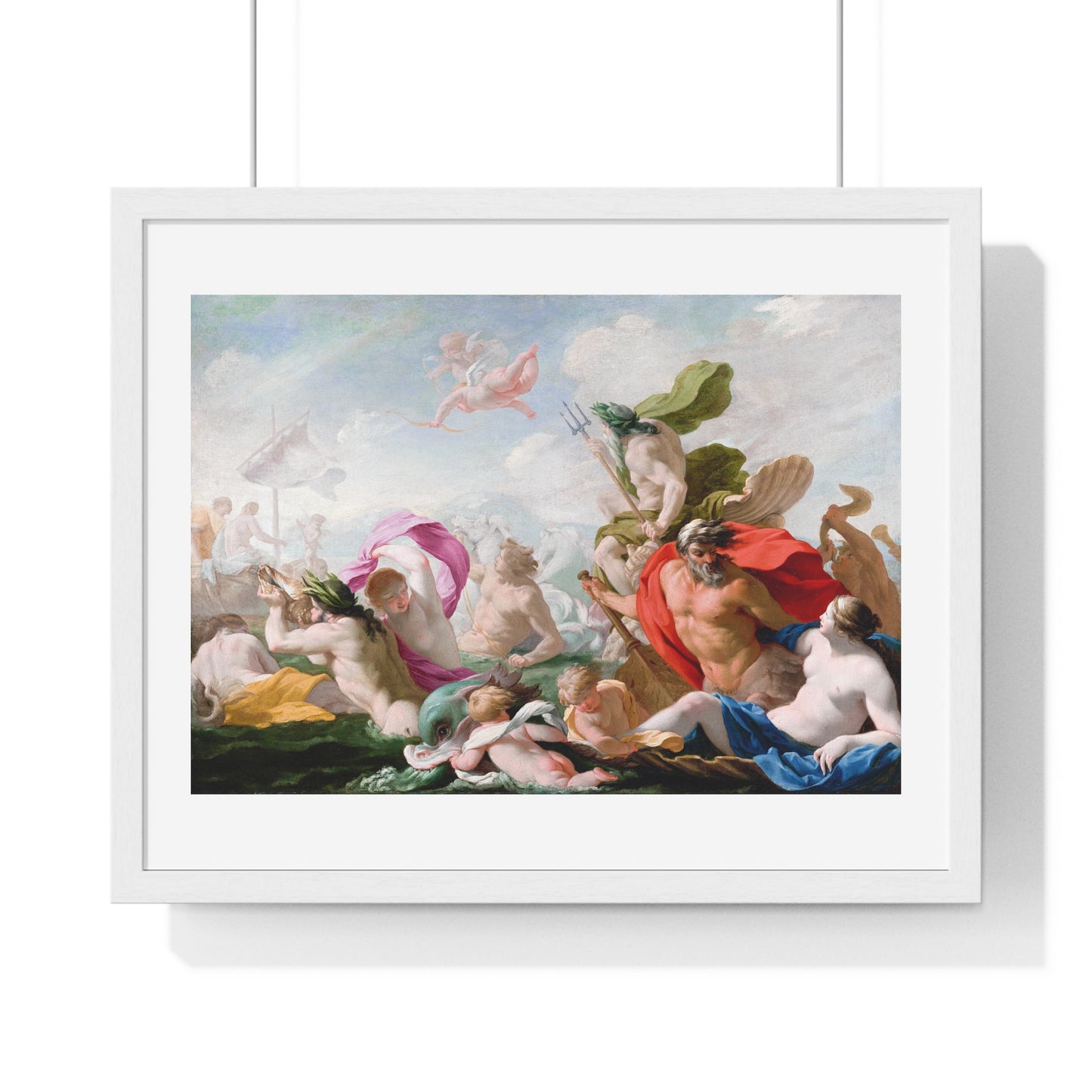 Marine Gods Paying Homage to Love (1636–1638) by Eustache Le Sueur, from the Original, Framed Art Print