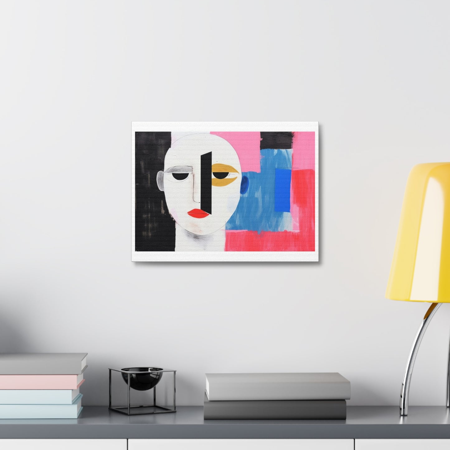 Minimal Simple Male Portrait Abstract Painting 'Designed by AI' Art Print on Canvas