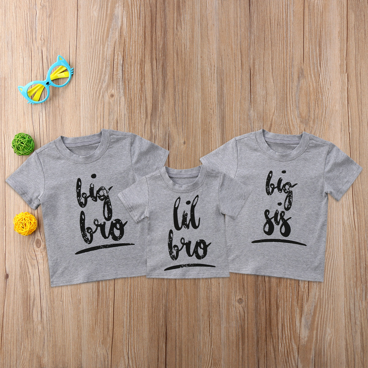 Lil Bro, Big Bro, Big Sis Children's Printed T-Shirts