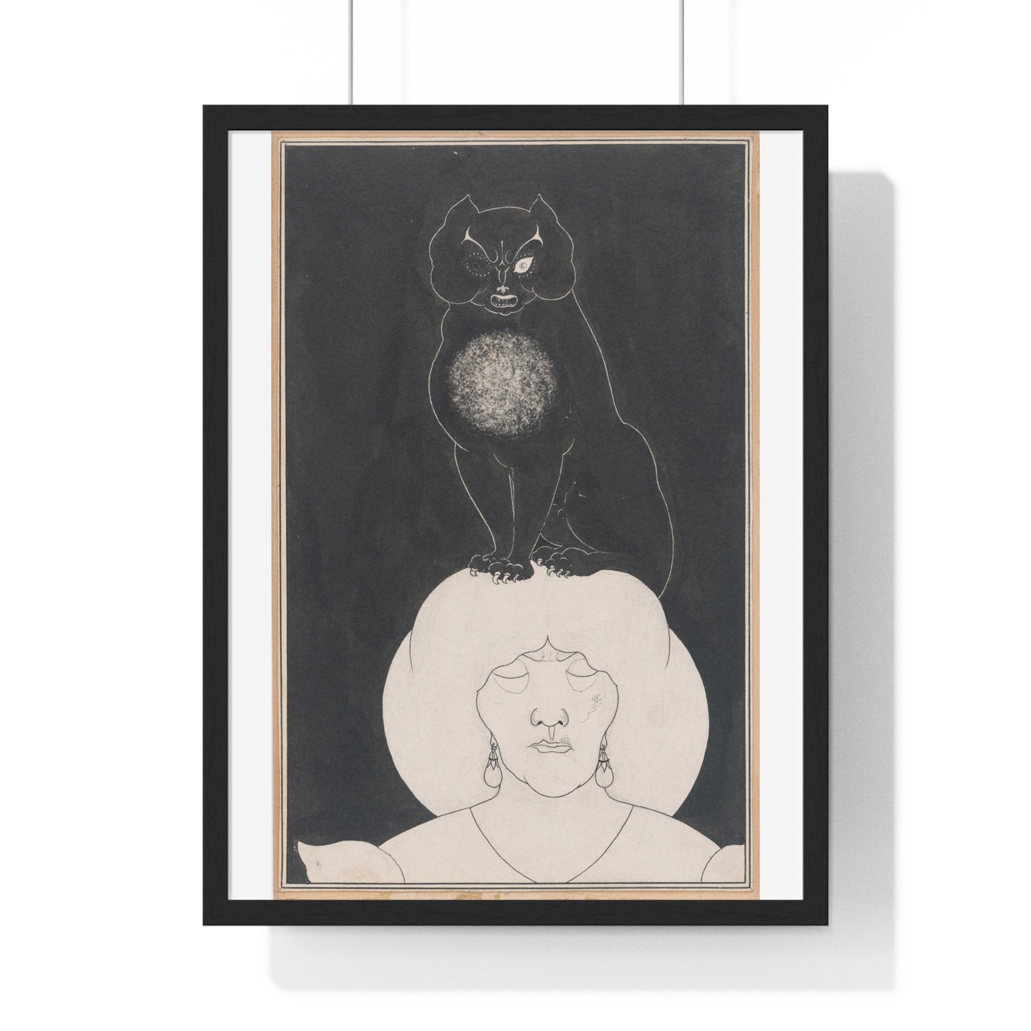 The Black Cat, for Edgar Allan Poe's 'Tales of Mystery and the Imagination' by Aubrey Vincent Beardsley, from the Original, Framed Print