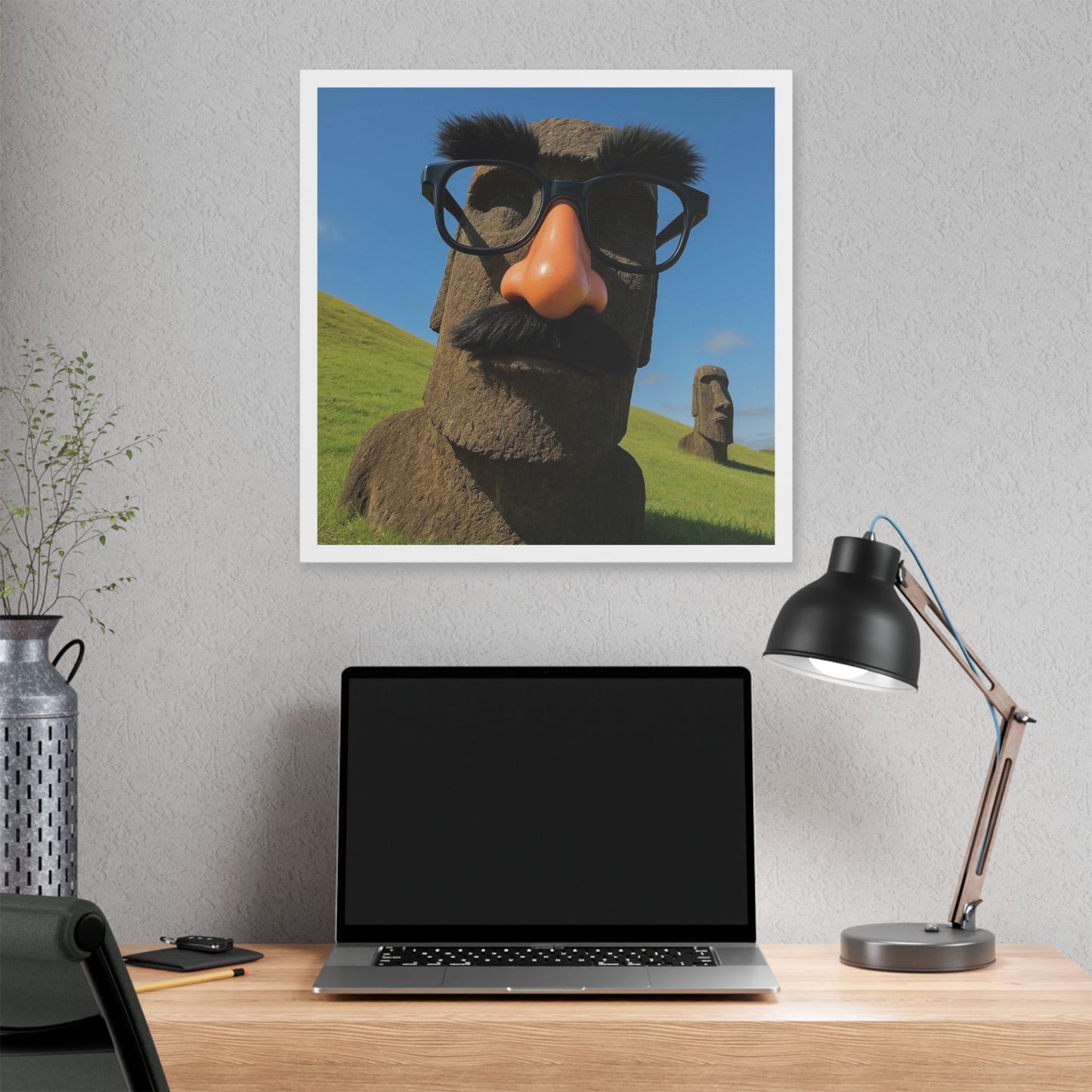 Moai Statues of Easter Island Seen on a Good Day II 'Designed by AI' Canvas Art Print