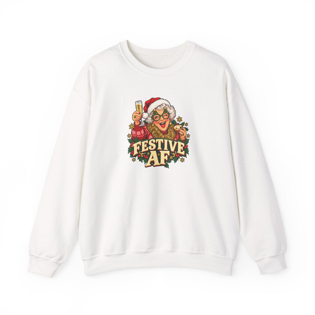 Funny Adult Chsristmas Jumpers: 'Festive AF' Christmas Crewneck