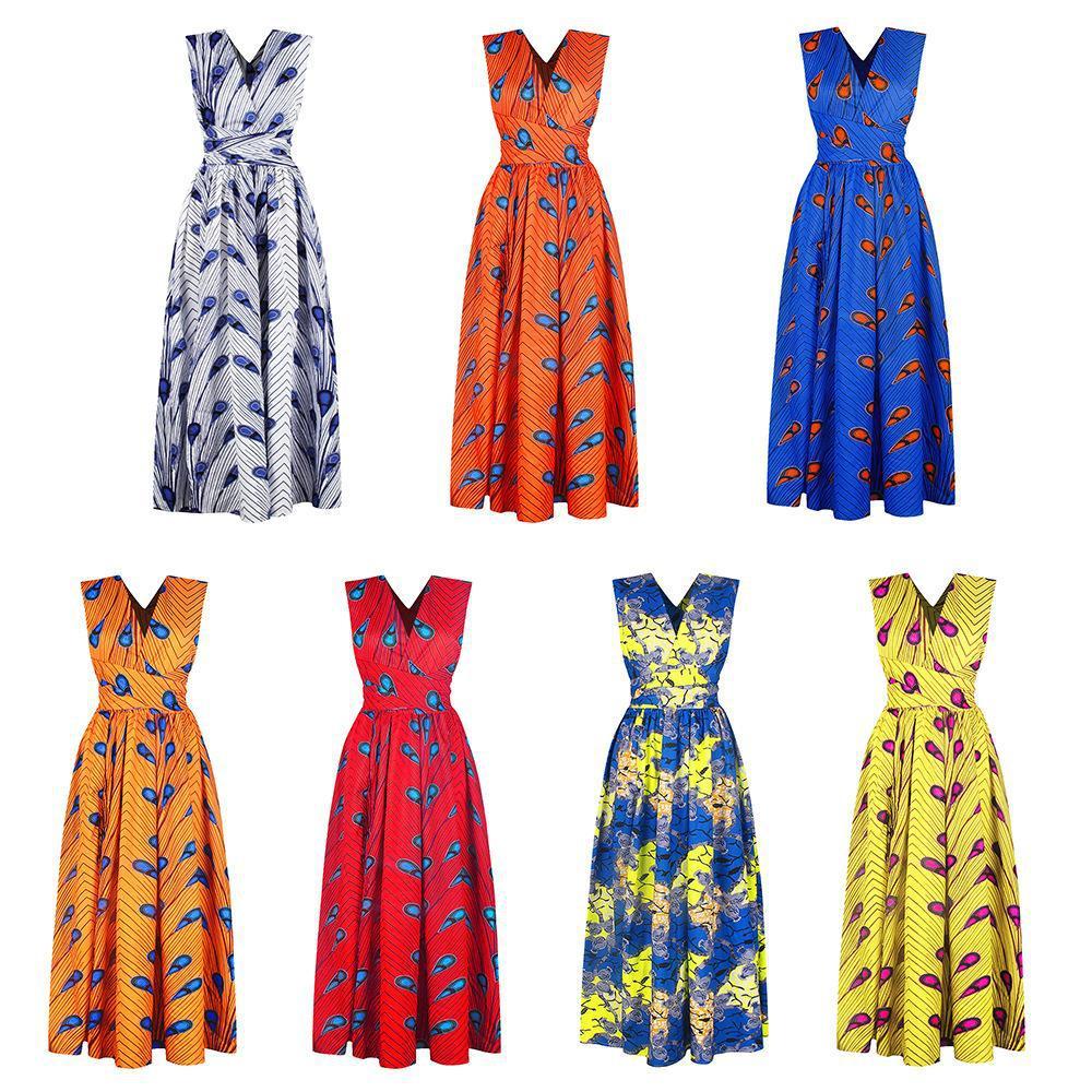 African Print Lightweight Long Dress, Multi Colours