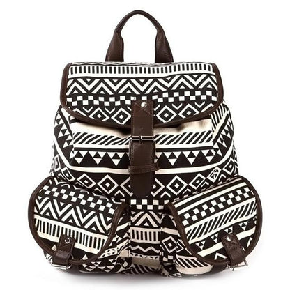 Canvas Aztec Geometric Print Backpack