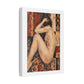 Textured Contemplative Figure Against Ornate Tapestry, Art Print on Satin Canvas, Stretched