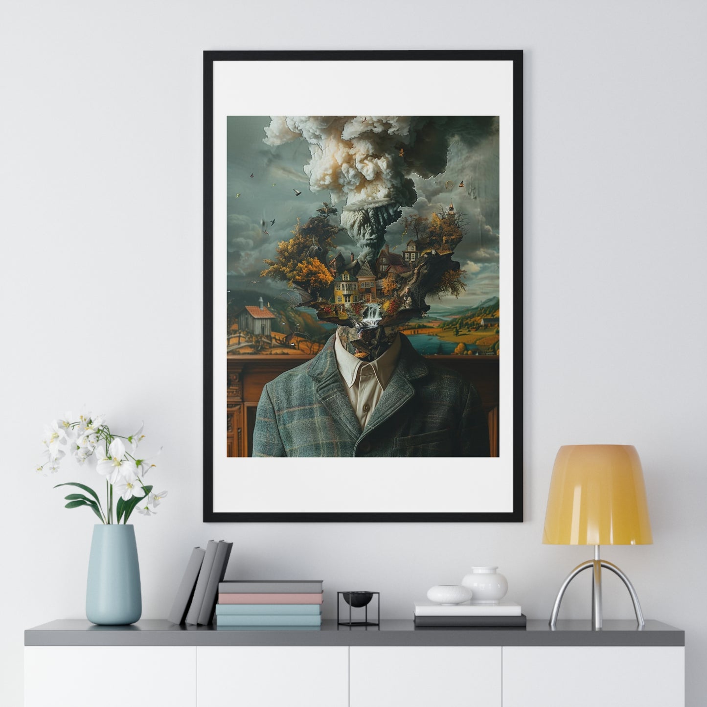 Head Replacement, Abstract Art 'Designed by AI', Framed Art Print